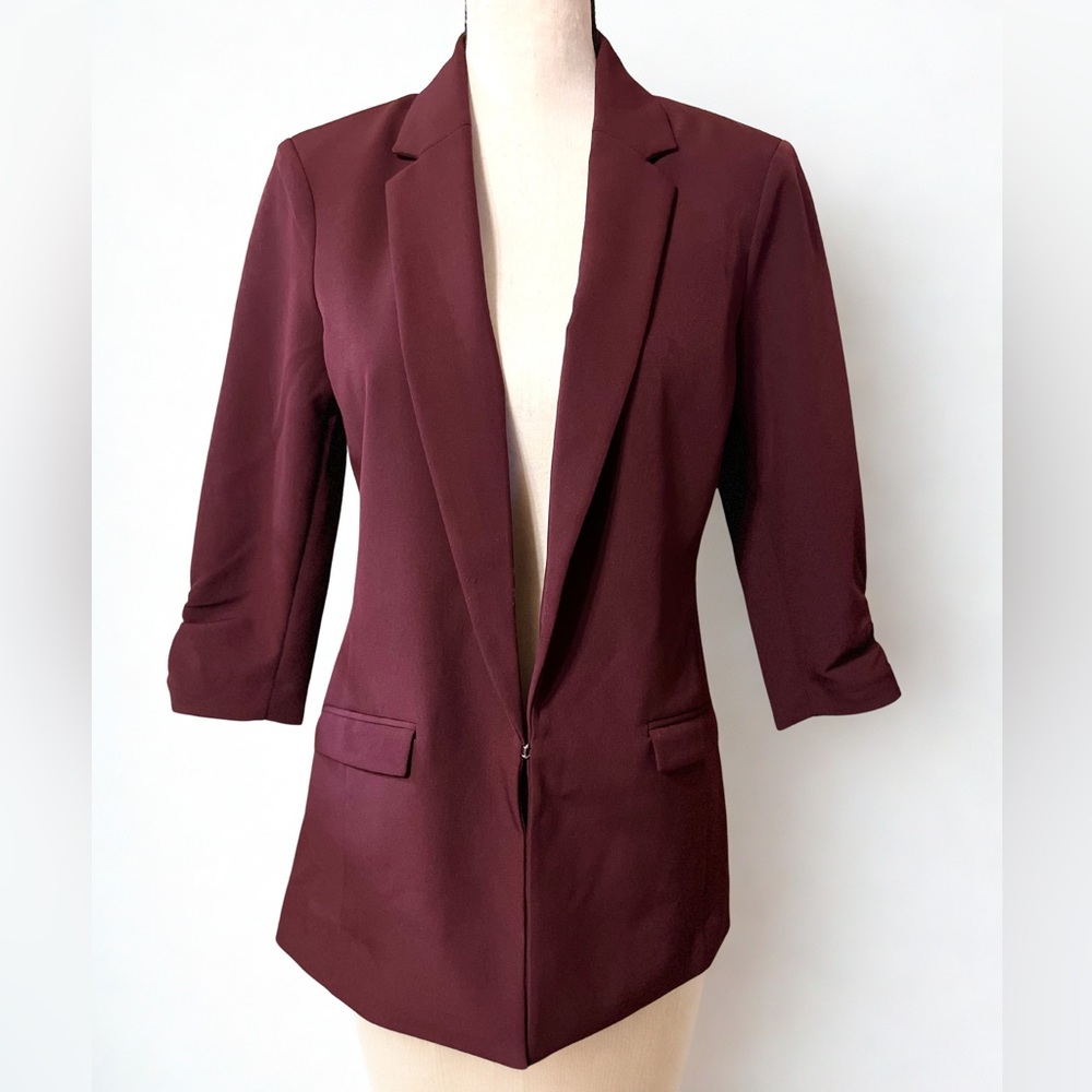 INC International Concepts Burgundy Blazer with Notched Lapels